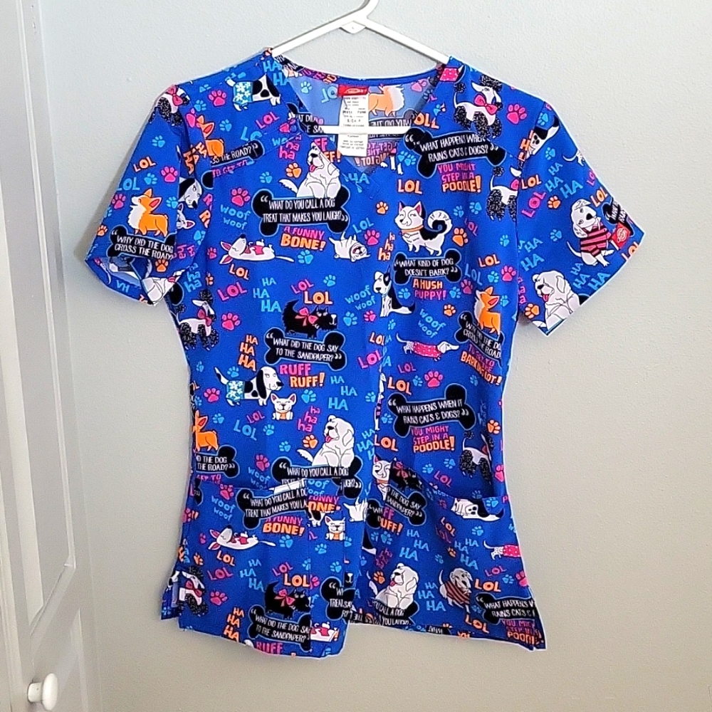 Dog joke scrub top